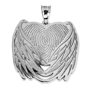 Custom Fingerprint Angel Wing Charm or Pendant