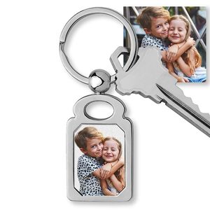 Stainless Steel Engravable Rectangle Photo Laser Keychain