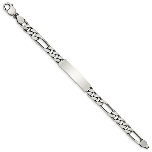 Custom Engraved Sterling Silver Men s Figaro Link ID Bracelet