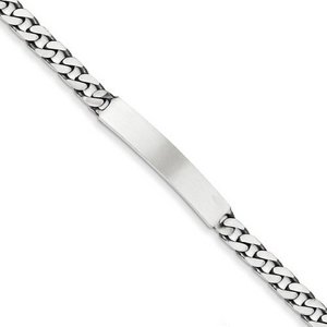 Custom Engraved Sterling Silver Men s Antiqued Curb Link ID Bracelet