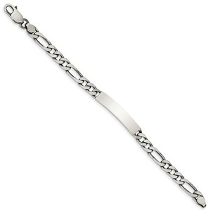 Custom Engraved Sterling Silver Men s Figaro Link ID Bracelet