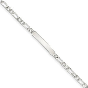 Custom Engraved Sterling Silver Men s Figaro Link ID Bracelet