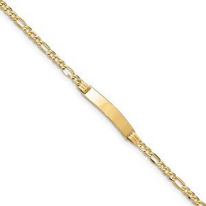 Custom Engraved 14k Gold Women s Figaro Link ID Bracelet