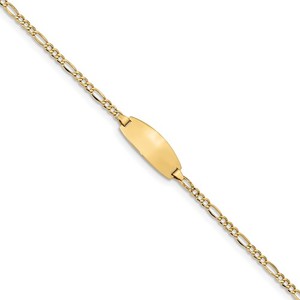 Custom Engraved 14k Gold Children s Figaro Link ID Bracelet