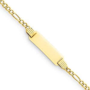 Custom Engraved 14k Gold Children s Figaro Link ID Bracelet