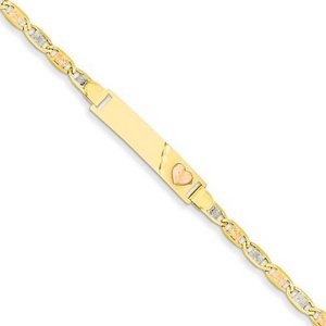 Custom Engraved 14k Gold Children s Heart ID Bracelet